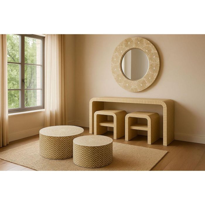 Espejo de pared Home ESPRIT Blanco Marrón Mosaico Tropical 100 x 4 x 100 cm 4 Espejo de pared Home ESPRIT Blanco Marrón Mosaico Tropical 100 x 4 x 100 cm 4