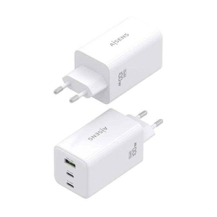 AISENS Cargador GaN 100W, 2x USB-C PD3.0 QC4.0 QC5.0, 1x USB-A QC3.0, Blanco 5 AISENS Cargador GaN 100W, 2x USB-C PD3.0 QC4.0 QC5.0, 1x USB-A QC3.0, Blanco 5