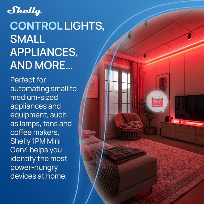 Shelly Relais 1PM Mini Gen4 WLAN BT Matter Zigbee Messfunktion max 8A 1 Kanal Unterputz 13