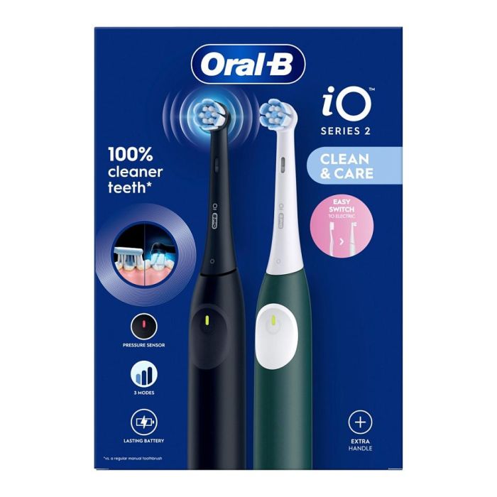 Oral-B Series 2 Night Black/ Forest Green Cepillo Dental Vibratorio con 2 Mango y 2 Cabezales, 3 Modos: Cuidado Diario, Sensible, Súper Sensible Oral-B Series 2 Night Black/ Forest Green Cepillo Dental Vibratorio con 2 Mango y 2 Cabezales, 3 Modos: Cuidado Diario, Sensible, Súper Sensible