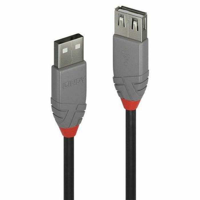 Lindy Cable Extensión USB 2.0 Tipo A 5m Anthra Line, 480Mbps, Alto Rendimiento, Doble Apantallamiento y Contactos Chapados en Oro