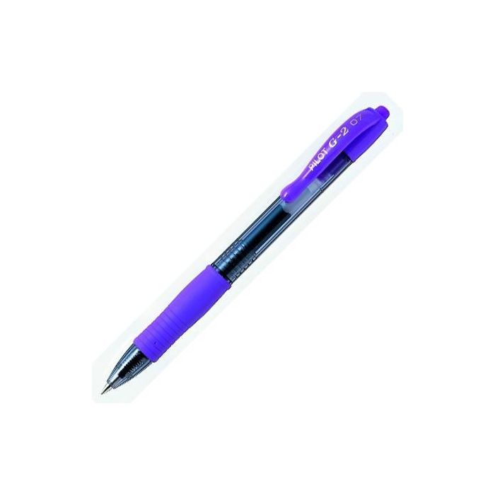 Pilot Bolígrafo de Gel G-2 Azul Violeta 0.7 mm Retráctil con Grip de Caucho