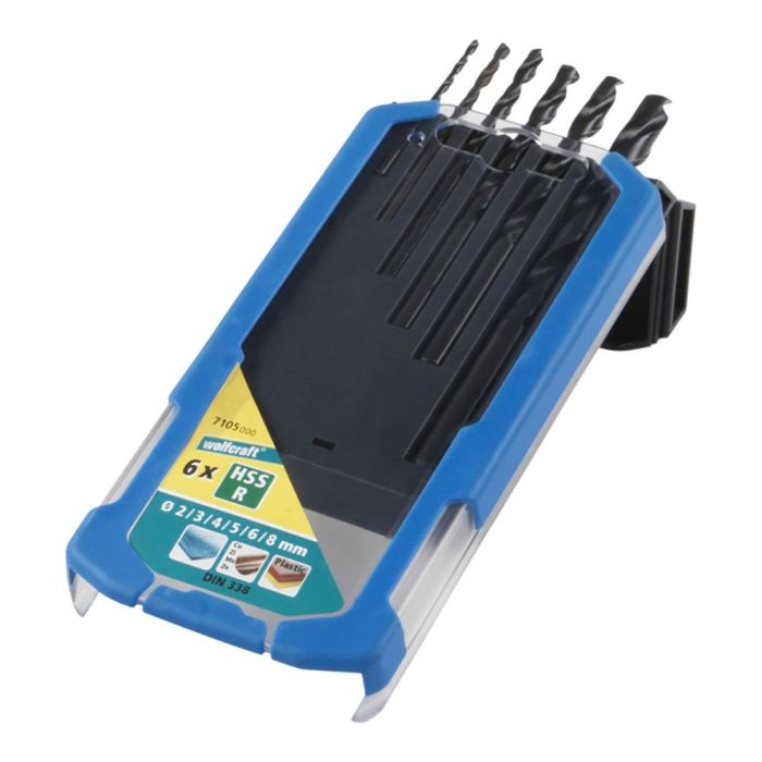 Wolfcraft Juego de 6 Brocas para Metal HSS, Ø2-8 mm, Forja por Laminación, Alta Resistencia Wolfcraft Juego de 6 Brocas para Metal HSS, Ø2-8 mm, Forja por Laminación, Alta Resistencia
