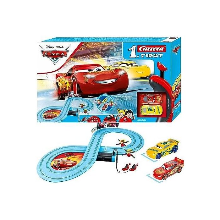 Carrera 63037 Disney Pixar Cars FIRST Set Pista de Carreras Race Of Friends con Rayo McQueen y Cruz Ramírez 2,4M para Niños