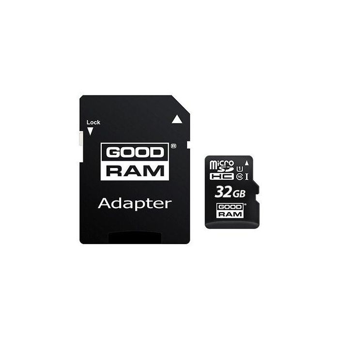Goodram M1AA-0320R12 Tarjeta MicroSDHC de 32GB Clase 10 con Adaptador SD Goodram M1AA-0320R12 Tarjeta MicroSDHC de 32GB Clase 10 con Adaptador SD