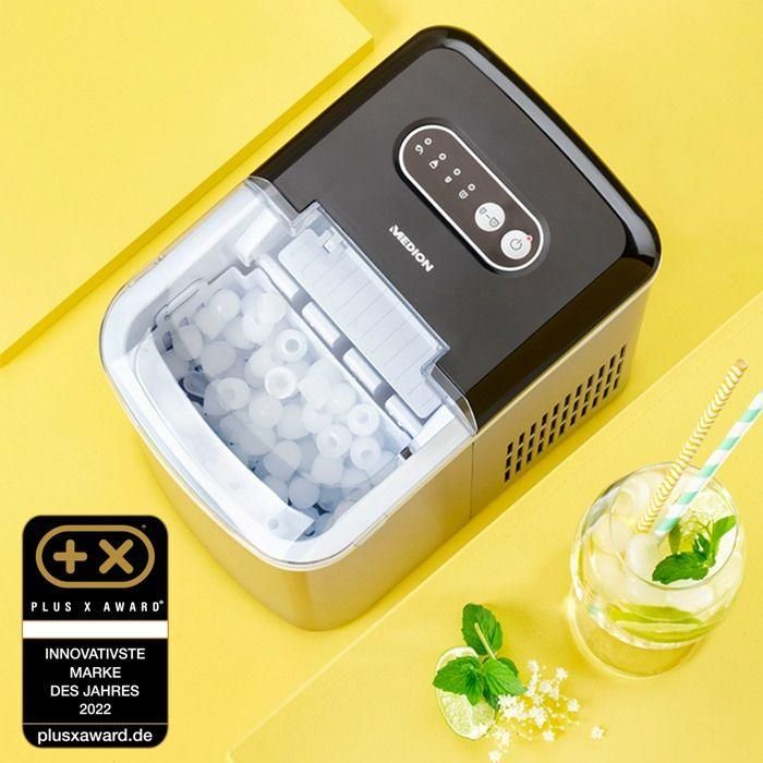 Máquina para hacer hielo MEDION (MD17739), máquina para hacer hielo rápida, produce cubitos de hielo en solo 6 a 12 minutos, bandeja para cubitos de hielo 1 Máquina para hacer hielo MEDION (MD17739), máquina para hacer hielo rápida, produce cubitos de hielo en solo 6 a 12 minutos, bandeja para cubitos de hielo 1