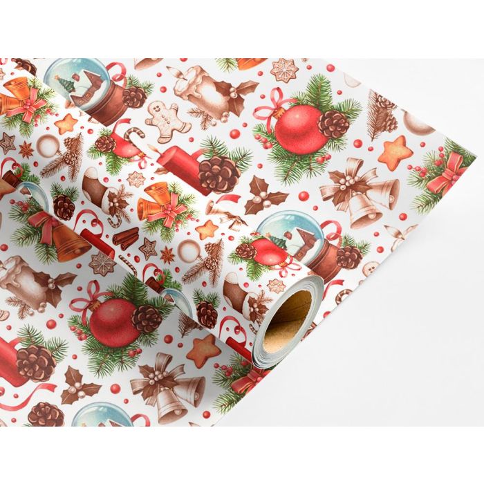 Papel De Regalo Liderpapel Navidad Rollo Ancho 70 cm Longitud 2 Mt Gramaje 60 gr Diseños Surtidos B-2024 50 unidades 10