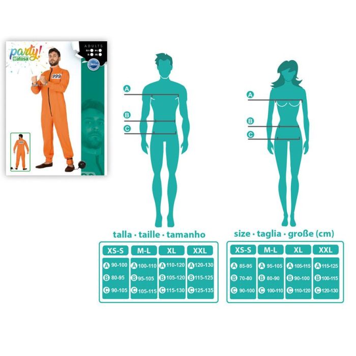 Disfraz Preso Naranja Hombre Adulto M-L 1 Disfraz Preso Naranja Hombre Adulto M-L 1