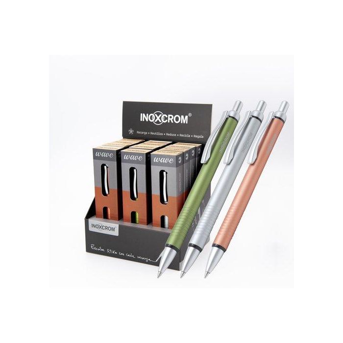 Boligrafo Inoxcrom Wave Expositor De 12