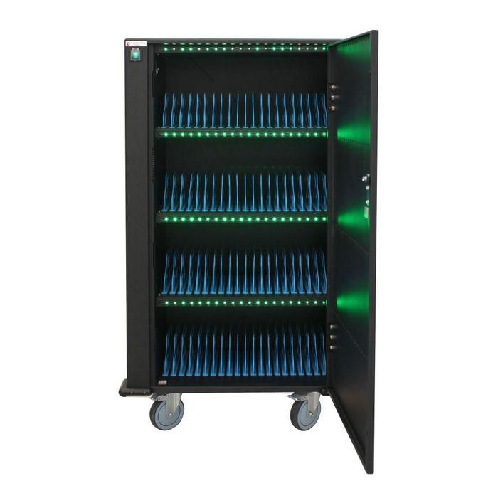 Techly I-CABINET-80DUTY Estación Carga USB Carro para 80 Portátiles, Tablets, Smartphones; Seguro con Ruedas para Aulas y Oficinas