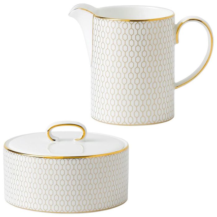 Wedgwood Set Azucarero y Lechera Arris-Gio Gold Bone China/New Bone China 0 Wedgwood Set Azucarero y Lechera Arris-Gio Gold Bone China/New Bone China 0
