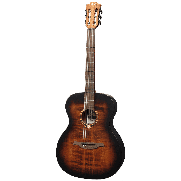 LAG Guitarra Acústica Nylon Auditorium Black & Brown Satinada Abeto Engelmann Macizo 2