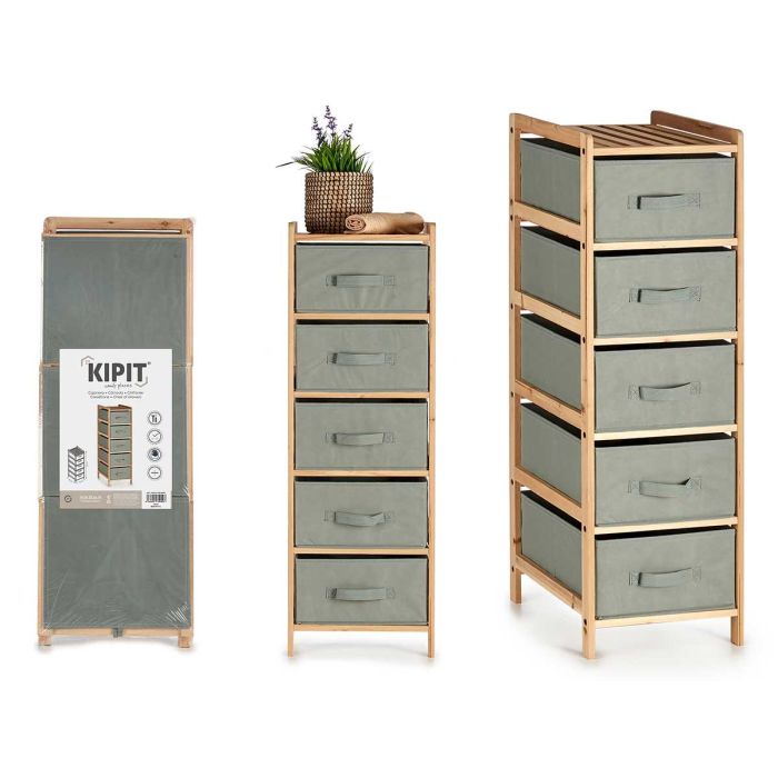Mueble 5 Cajones Gris Oscuro Kipit 34x103x36 cm - Madera y TNT (2 Unidades) Mueble 5 Cajones Gris Oscuro Kipit 34x103x36 cm - Madera y TNT (2 Unidades)