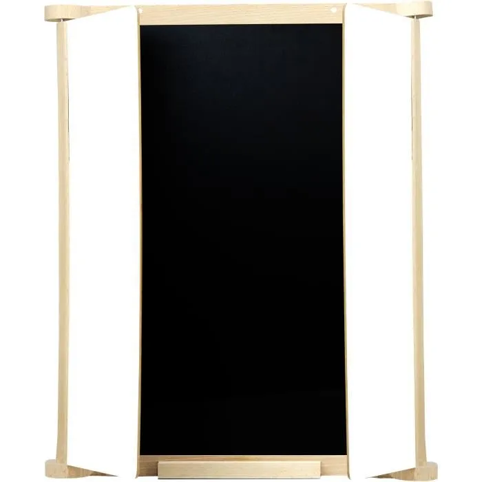 Jeujura Tríptico Cuadro Mural en Madera Natural JEU3225280879109 con Persianas Centrales de Pizarra y Tiza/Fieltro, Accesorios Incluidos, 82x56 cm 2