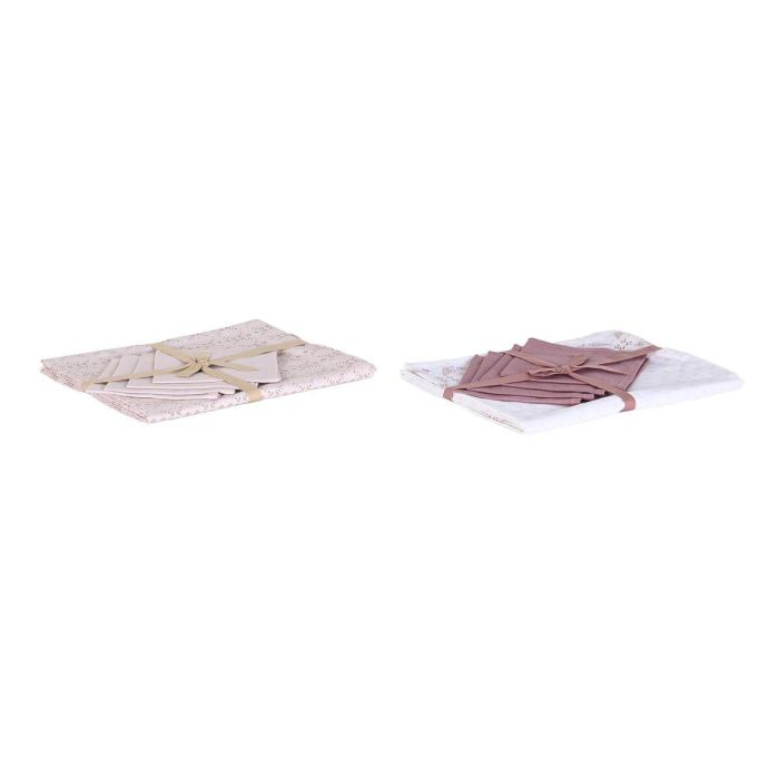 Mantel y servilletas DKD Home Decor 150 x 150 x 0,5 cm Rosa Blanco (2 Unidades) 1 Mantel y servilletas DKD Home Decor 150 x 150 x 0,5 cm Rosa Blanco (2 Unidades) 1
