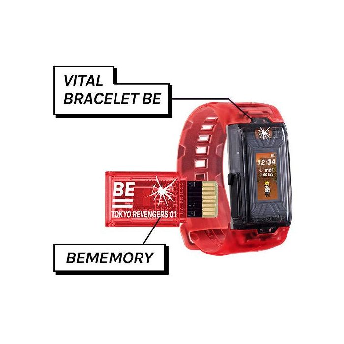 Bandai Pulsera Vital Tokyo Revengers BE Card con Correa Roja Transparente, Juguete Interactivo de Fitness para Niños, Regalo Anime 1