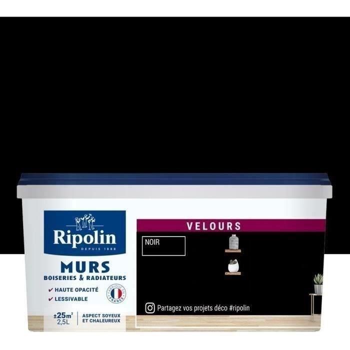 RIPOLIN Pintura Terciopelo Color para Paredes, Carpintería de Radiadores - Negro