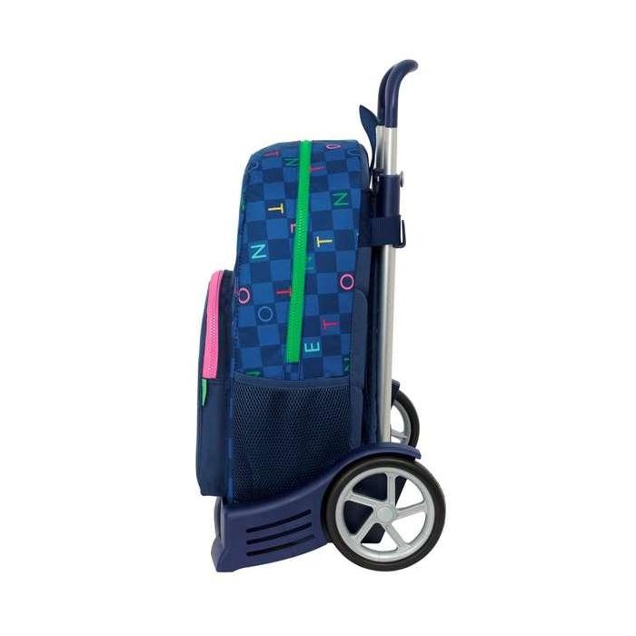 Mochila Escolar con Ruedas Benetton Damero Azul marino 30 x 46 x 14 cm 2 Mochila Escolar con Ruedas Benetton Damero Azul marino 30 x 46 x 14 cm 2
