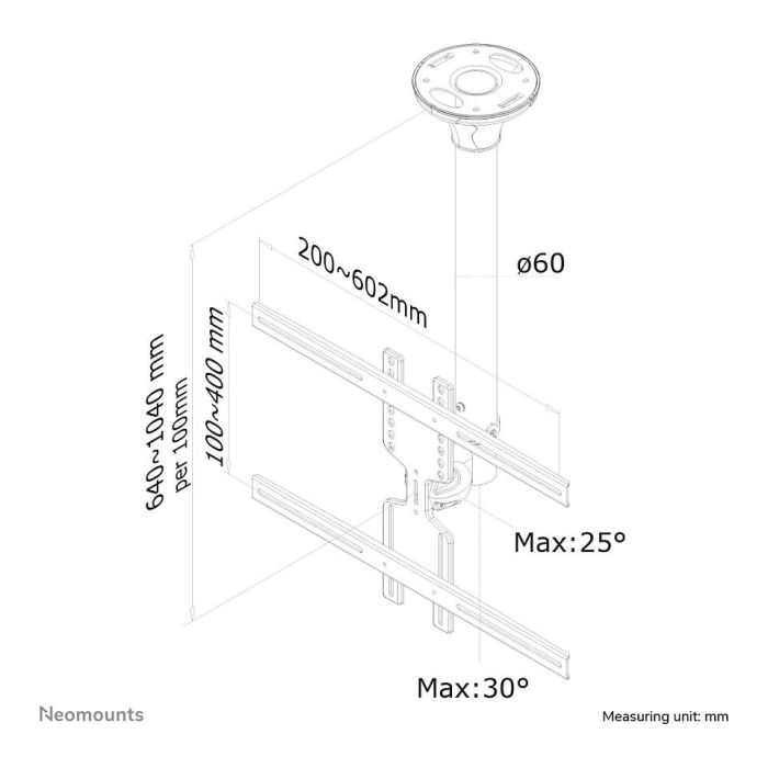 Neomounts Soporte de Techo para TV/Monitor hasta 60" (152 cm) 35KG FPMA-C400BLACK Negro 8