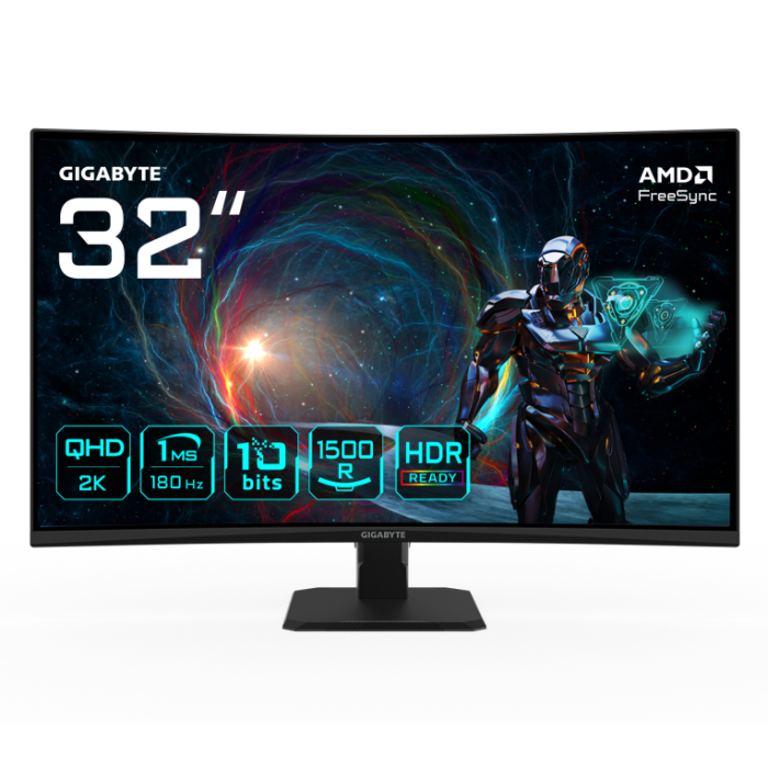 GIGABYTE GS32QCA Monitor Curvo Gaming 31.5" QHD 2560x1440 180Hz 1ms VA FreeSync HDR Ready