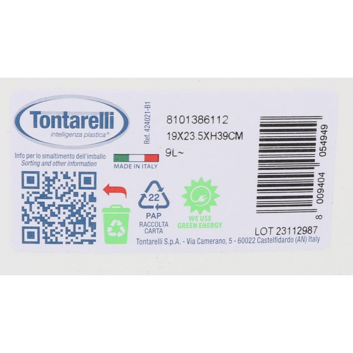 Inde Papelera C/Tapa Basculante 9L Aurora 23x19x39 cm (12 Unidades)