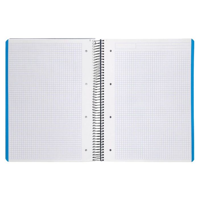 Cuaderno Espiral Liderpapel A4 Micro Wonder Tapa Plastico 120H 90 gr Cuadro 5 mm 5 Banda4 Taladros Color Azul Marino 5