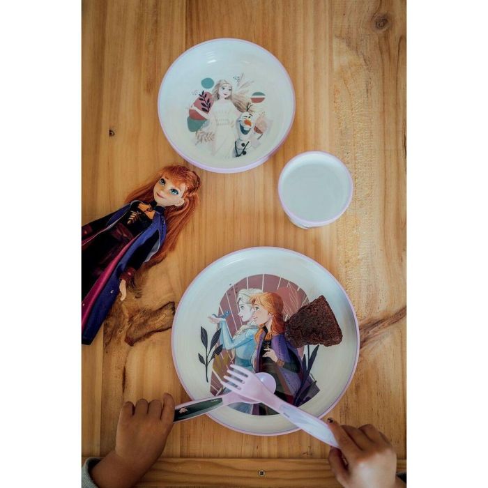 Disney CZ11294 Plato Infantil Antideslizante Frozen Bicolor Plástico Alimentario Libre BPA Apto Microondas 3