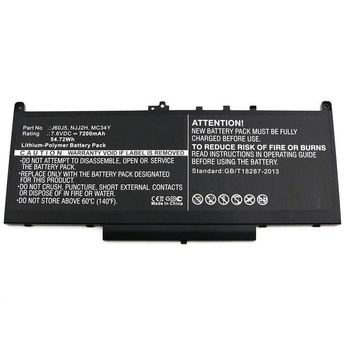 CoreParts Batería para Portátil para Dell Latitude 12 E7270 E7470 53.28Wh Li-Pol 7.4V 7200mAh Negra
