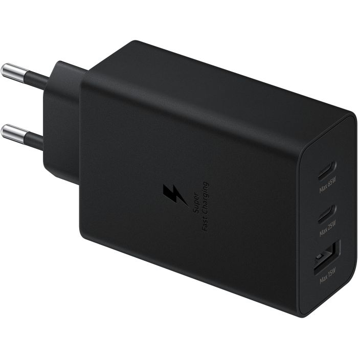 Samsung EP-T6530 Cargador de Pared Negro con 2 Puertos USB-C para Smartphone, Tableta, Portátil, Auriculares y Smartwatch 9