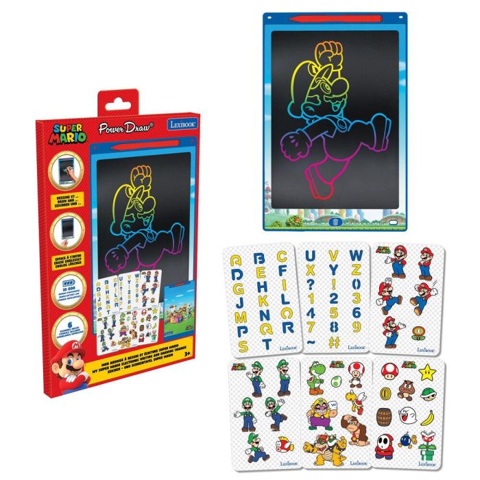 Lexibook Tableta Tinta Electrónica Super Mario Bros Nintendo 28cm Incluye Lápiz Óptico y 6 Plantillas