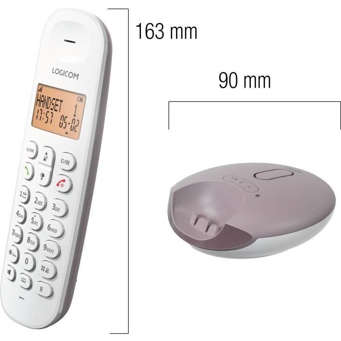 Teléfono inalámbrico fijo - LOGICOM - DECT ILOA 155T SOLO - Taupe - Con contestador automático 1