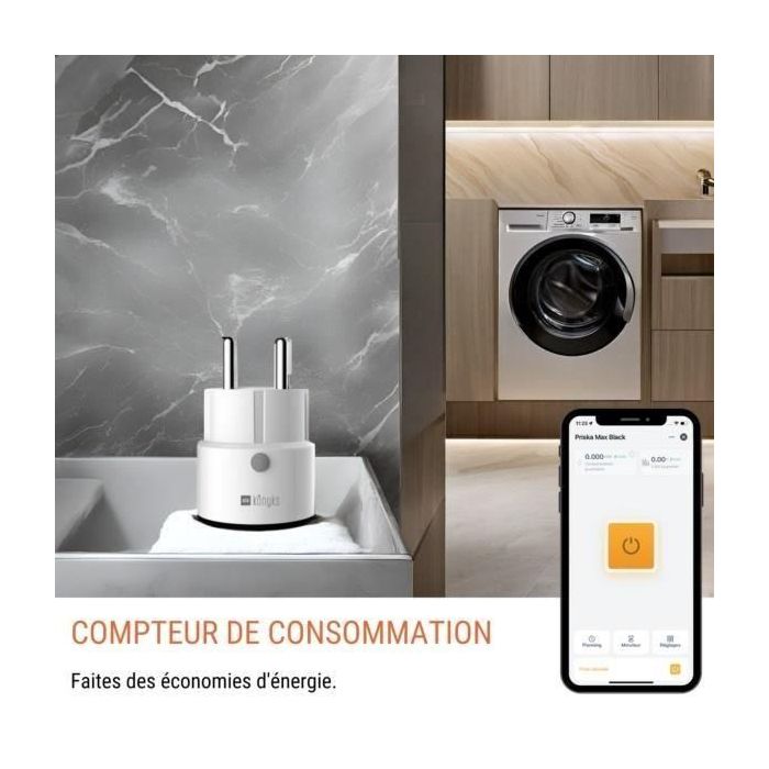 Mini enchufe inteligente - KONYKS - Priska Max Negro FR - Wi-Fi+BT - 16A - Blanco 5 Mini enchufe inteligente - KONYKS - Priska Max Negro FR - Wi-Fi+BT - 16A - Blanco 5
