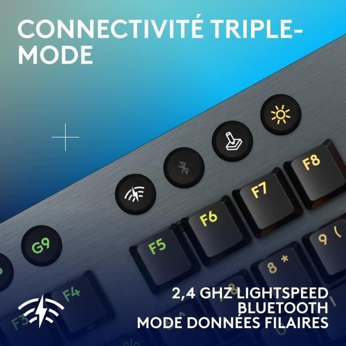 Teclado para juegos - inalámbrico - Logitech G - G915 X - Interruptor táctil - AZERTY - Negro 4