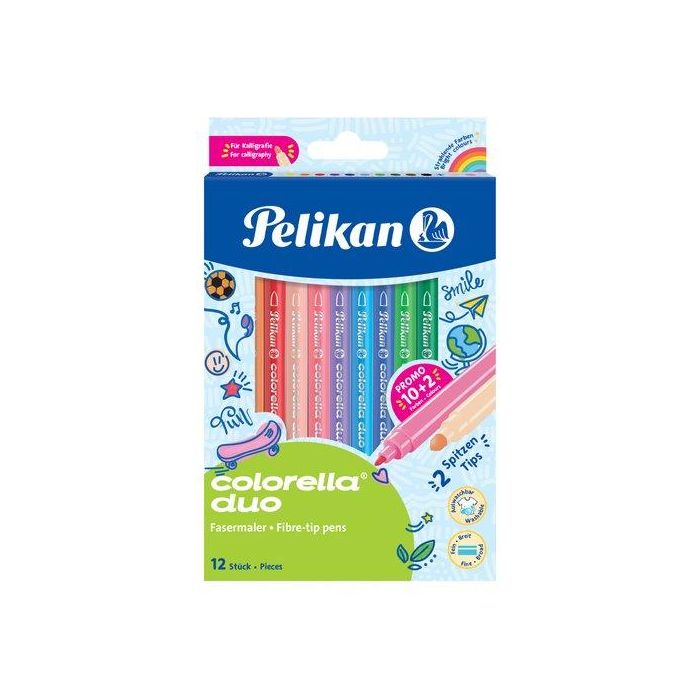 Rotulador Fibra Pelikan Colorella Duo (Doble Punta - Gruesa/Fina) Estuche De 12 (813846) Rotulador Fibra Pelikan Colorella Duo (Doble Punta - Gruesa/Fina) Estuche De 12 (813846)