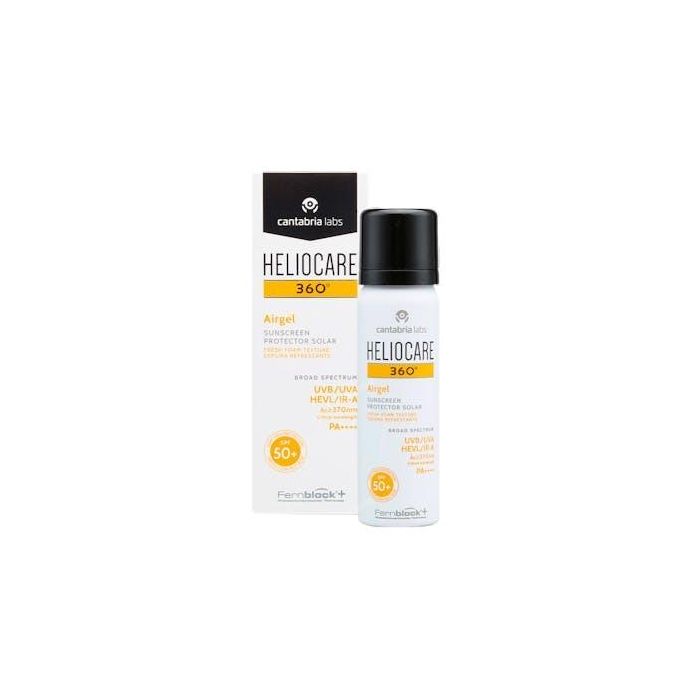 Heliocare 360° Protector Solar Facial Espuma Refrescante SPF50+ Muy Alta Protección 4 Radiaciones UVA UVB IR Visible No Comedogénico 60 ml