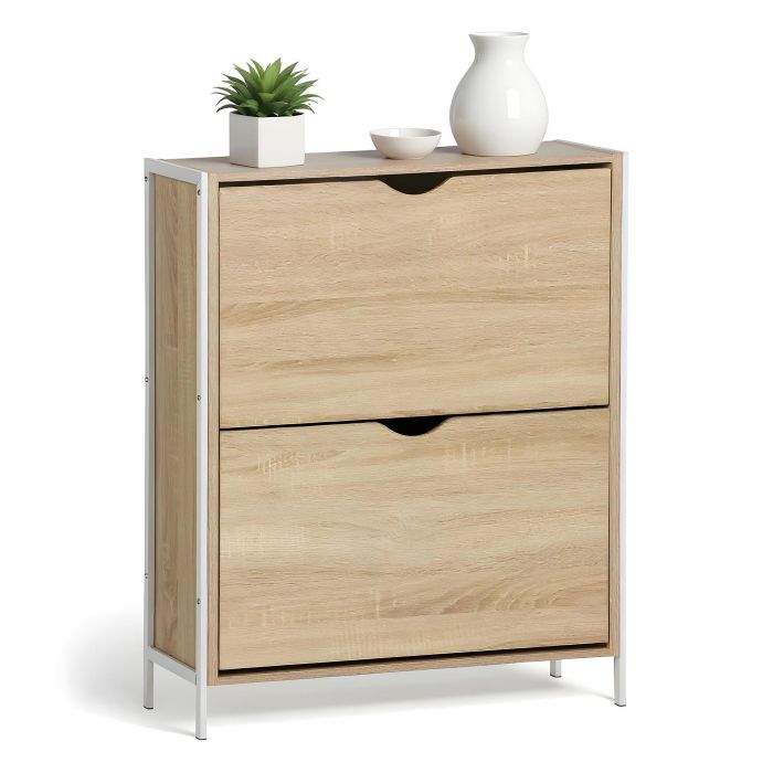 Inde Mueble Zapatero 2 Niveles Madera y Metal 65x24x80 cm 3 Inde Mueble Zapatero 2 Niveles Madera y Metal 65x24x80 cm 3