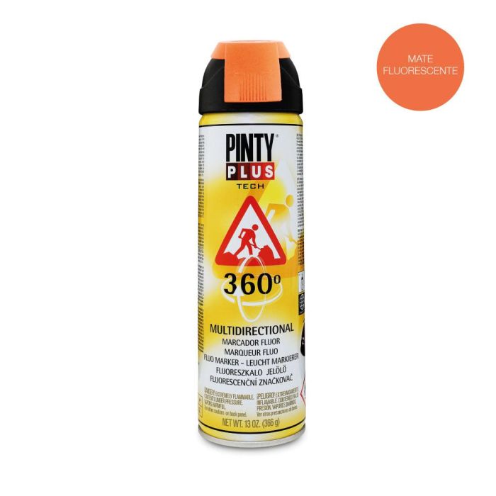 Pinty Plus T143 Pintura en Spray Marcador 360° Naranja Fluorescente 650 cc