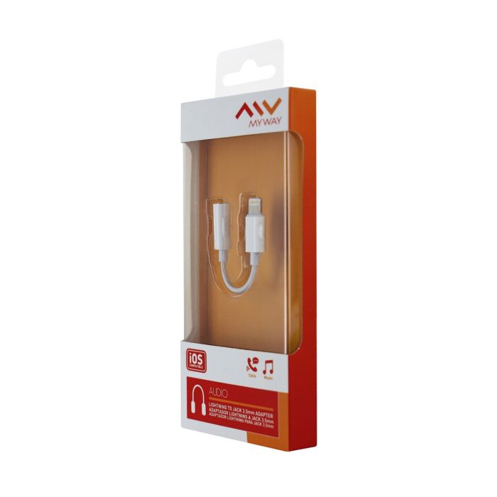 myway adaptador lightning a Jack 3,5 mm blanco 1