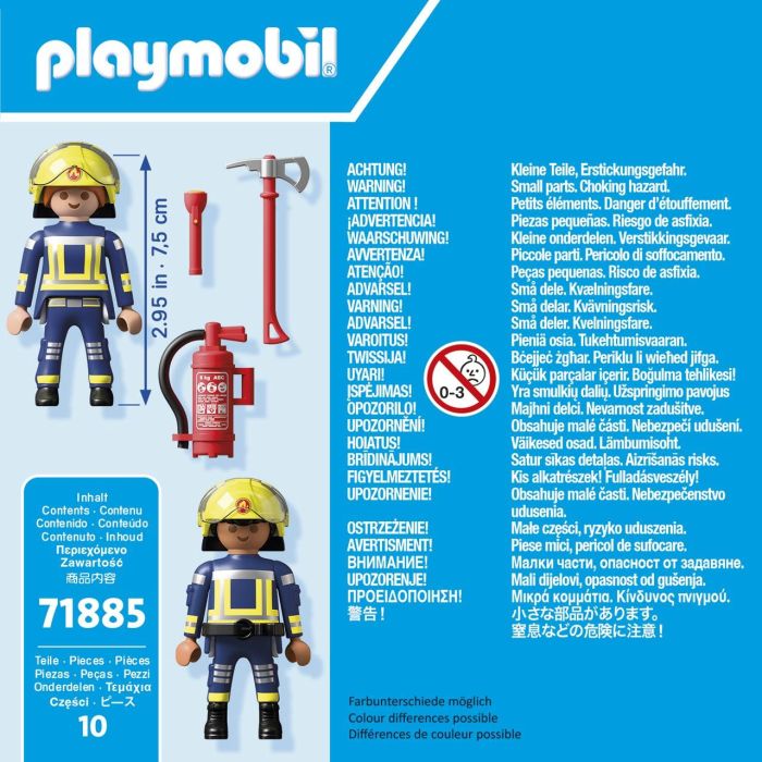 Playmobil Set de Bomberos con 2 Figuras, Hacha, Linterna y Extintor. Edad +3 años. 2
