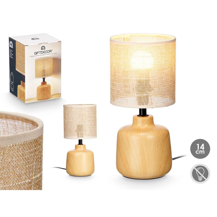 Giftdecor Lámpara de Sobremesa Efecto Madera Redonda, Cerámica, 14x20.5x14 cm (12 Unidades) Giftdecor Lámpara de Sobremesa Efecto Madera Redonda, Cerámica, 14x20.5x14 cm (12 Unidades)