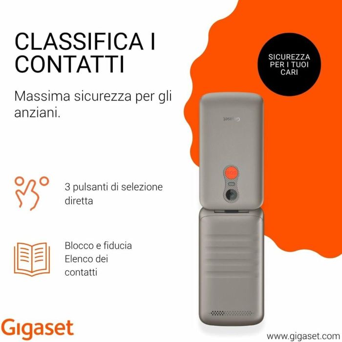 Gigaset GL595 Teléfono Móvil Concha para Mayores Dual SIM Silver, IP44 resistente a salpicaduras y polvo 4