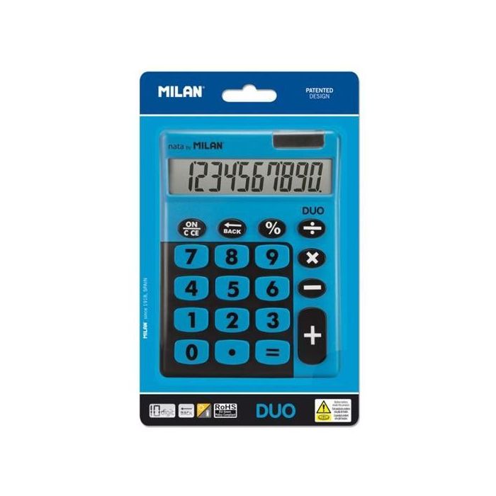 Milan Calculadora Touch Duo 10 Digitos Dual Blister Azul