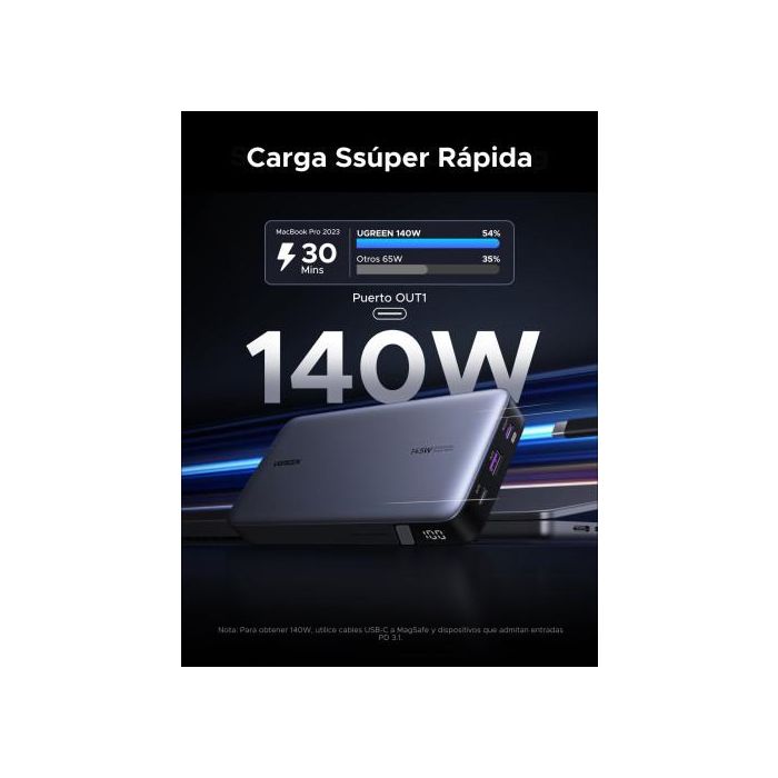 UGREEN 90597A Batería Externa 25000 mAh Carga Rápida 145W Gris 2 UGREEN 90597A Batería Externa 25000 mAh Carga Rápida 145W Gris 2