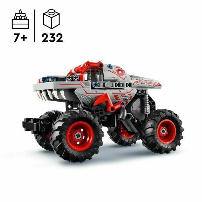Lego Technic 42200 Monster Jam ThunderROARus pull-back Camión de dinosaurios para niños de 7 años 5