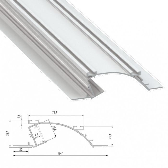 Perfíl Aluminio TOPO 2,02M LL-10-0514-20 - Anodizado Plata Perfíl Aluminio TOPO 2,02M LL-10-0514-20 - Anodizado Plata
