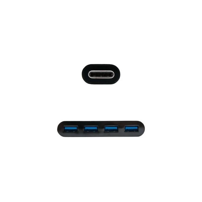 Nano Cable 10.16.4401-BK Hub USB Tipo-C a 4xUSB 3.0 Negro Plug and Play 1