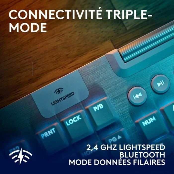Teclado para juegos - inalámbrico - Logitech G - G915 X - Interruptor táctil - AZERTY - Blanco 2 Teclado para juegos - inalámbrico - Logitech G - G915 X - Interruptor táctil - AZERTY - Blanco 2