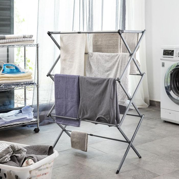 Tendedero Metálico Plegable y Extensible con 3 Alturas Cloxy InnovaGoods 11 barras 0 Tendedero Metálico Plegable y Extensible con 3 Alturas Cloxy InnovaGoods 11 barras 0