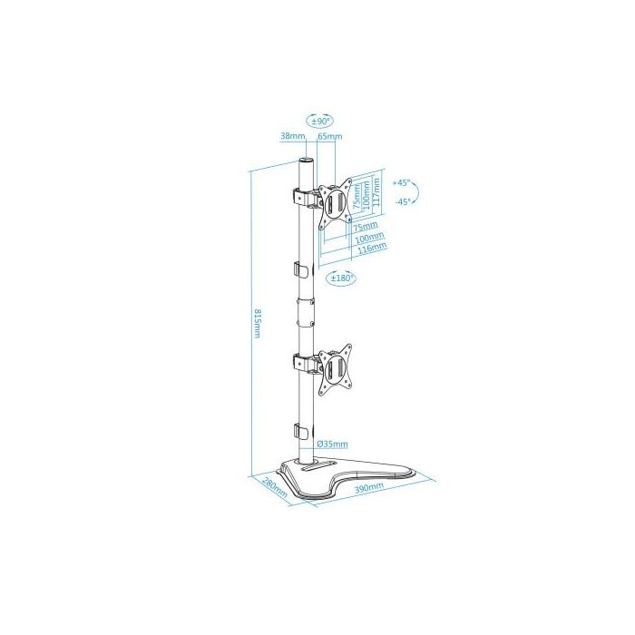 Soporte para 2 Monitores TooQ DB1703TNV-B/ hasta 9kg 2