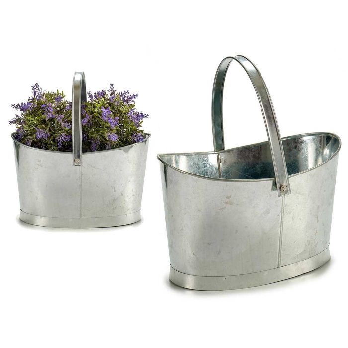 Cesta Oval con Asa Zinc Ibergarden 21x19.5x35.5 cm, Plata, 4000 ml (12 Unidades) Cesta Oval con Asa Zinc Ibergarden 21x19.5x35.5 cm, Plata, 4000 ml (12 Unidades)